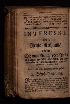 Interesse oder Rente-Rechnung.