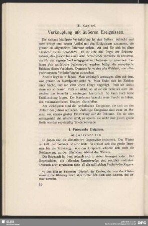 III. Kapitel. Verknüpfung mit äußeren Ereignissen