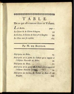 Table De ce qui est contenu dans ce Volume.