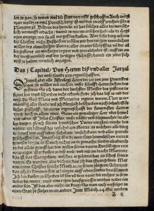 Das i Capittel/ Von Herren diß und aller Jarzal der welt/ sambt iren eygenschafften.
