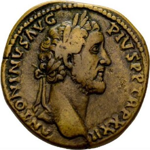 Sesterz des Antoninus Pius mit Darstellung des opfernden Kaisers