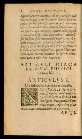 Articuli Circa Primum Physici auditus librum.