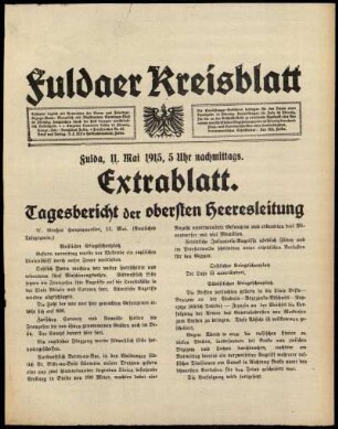 Zweite Ausgabe vom Dienstag, den 11. Mai 1915.