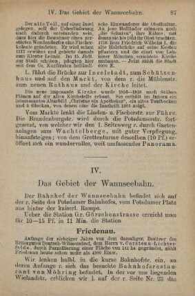 IV. Das Gebiet der Wannseebahn