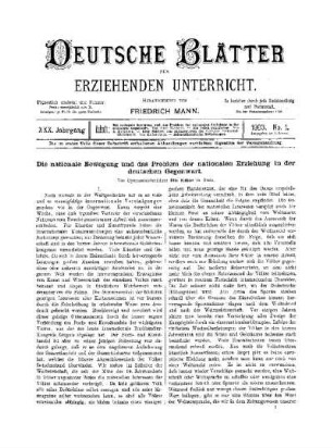 Die nationale Bewegung und das Problem der nationalen Erziehung in der deutschen Gegenwart