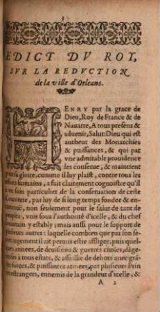 Edict du Roy, Sur la reduction de la ville d'Orleans en son obeissance