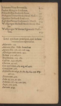 Loci quidam praecipui, qui in hoc commentario explanantur.
