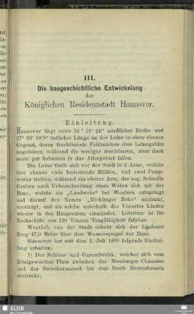 III. Die baugeschichtliche Entwickelung der Königlichen Residenzstadt Hannover