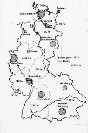 Anbaugebiete von Kopfkohl in der BR Deutschland 1972