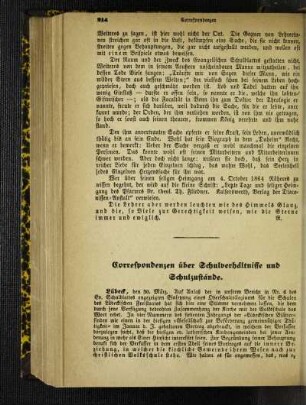 Correspondenzen über Schulverhältnisse und Schulzustände