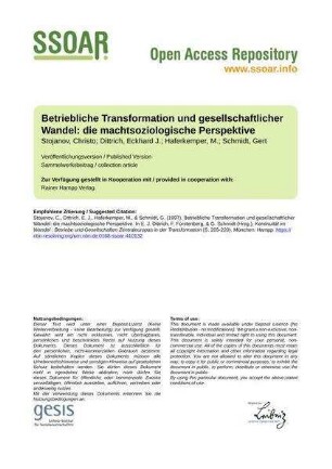 Betriebliche Transformation und gesellschaftlicher Wandel: die machtsoziologische Perspektive