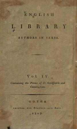 The poems of O. Goldsmith and Cunningham