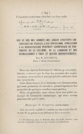 Sur le lieu des sommets des angles constants circonscrits ou normaux a une épicycloide. [...]