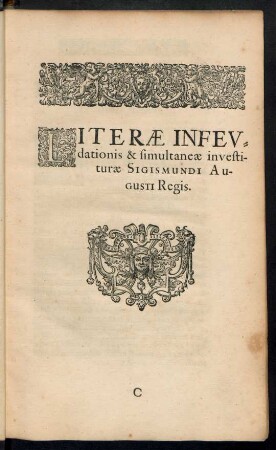 Literae Infeudationis & simultaneae investiturae Sigismundi Augusti Regis.