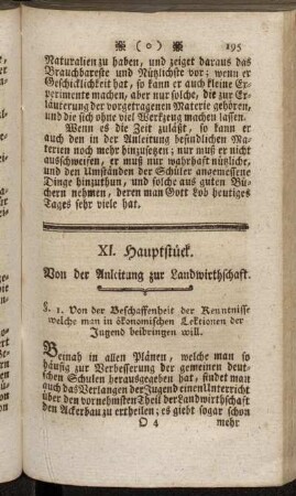 XI. Hauptstück. Von der Anleitung zur Landwirthschaft.
