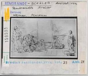 Rembrandt-Schule: Ansicht von Rembrandts Atelier. Weimar, Museum