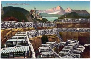 Internationale Baufach-Ausstellung mit Sonder-Ausstellungen Leipzig : Original-Alpen-Restaurant Ober-Bayern ; Inhaber: Ernst Eickler ; Neuschwanstein mit Alpsee