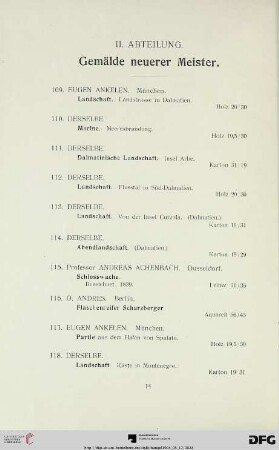II. Abteilung: Gemälde neuerer Meister (Nr. 109-225)