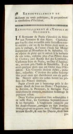 Renouvellement de L'Empire en Occident.