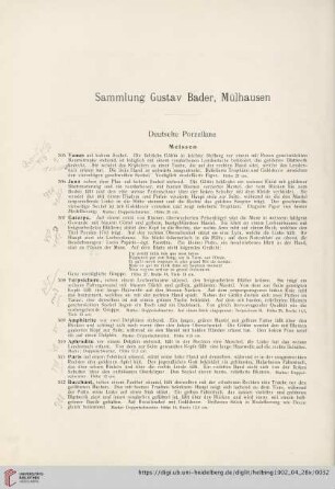 Sammlungen Gustav Bader, Mülhausen (Nr. 505-618a)