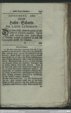 Experiment. XXII. Von der Hasen-Scharte
