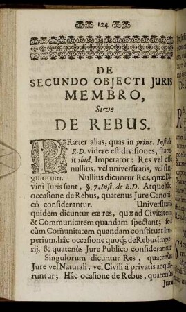De Secondo Objecti Juris Membro, Sive De Rebus.