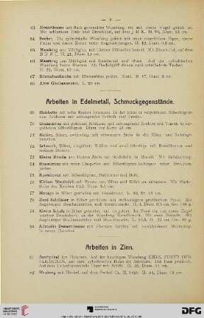 Arbeiten in Edelmetall, Schmuckgegenstände (Nr. 69-80)