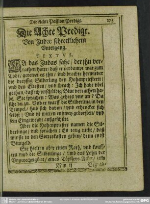 Die Achte Predigt. Von Judae schrecklichem Untergang
