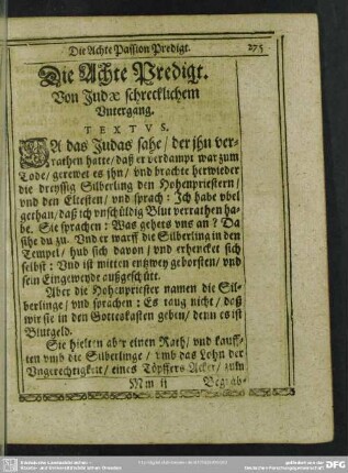Die Achte Predigt. Von Judae schrecklichem Untergang