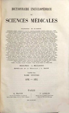 Dictionnaire encyclopédique des sciences médicales, 3,11. Spe - Ste