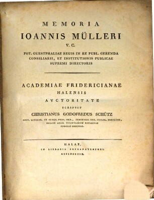 Memoria Joh. Mülleri