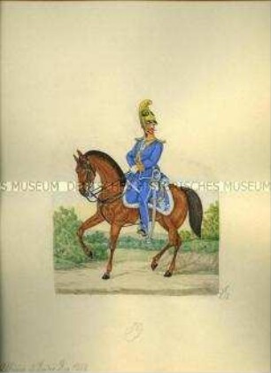 Uniformdarstellung, Offizier des 3. Reiter-Regiments, Sachsen, 1859.