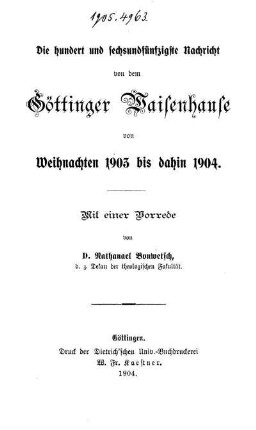 156: Nachricht von dem Göttinger Waisenhause