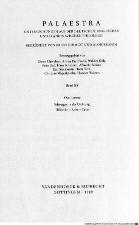 Schweigen in der Dichtung: Hölderlin, Rilke, Celan : Studien zur Poetik deiktisch-elliptischer Schreibweisen