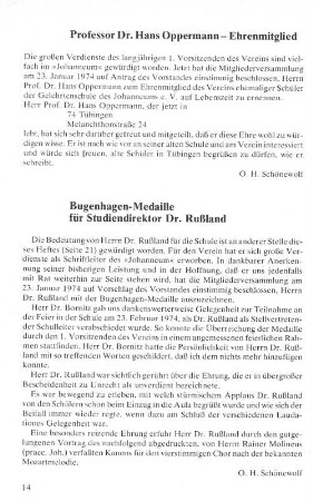 Professor Dr. Hans Oppermann - Ehrenmitglied