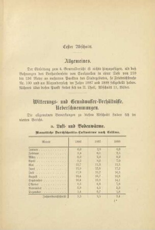 Erster Abschnitt. Allgemeines ; Witterungs- und Grundwasser-Verhältnisse. Ueberschwemmungen
