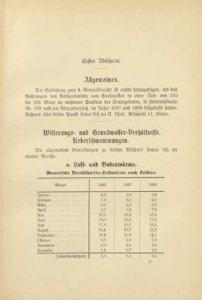 Erster Abschnitt. Allgemeines ; Witterungs- und Grundwasser-Verhältnisse. Ueberschwemmungen