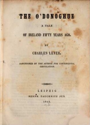 The O'Donoghue : a tale of Ireland fifty years ago