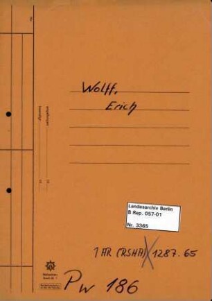 Personenheft Erich Wolff (*20.12.1912), SS-Obersturmführer