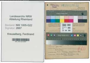 Entnazifizierung Ferdinand Kreuselberg , geb. 03.04.1903 (Milchhaendler)