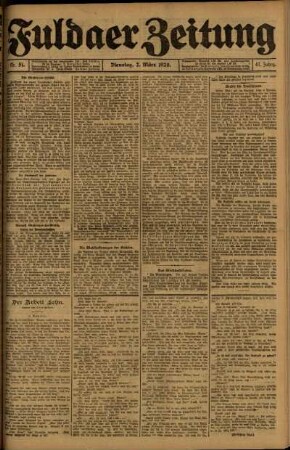Ausgabe vom Dienstag, den 02. März 1920.