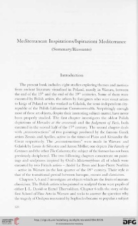 Mediterranean Inspirations/ Ispirazioni Mediterranee (Summary/Riassunto)