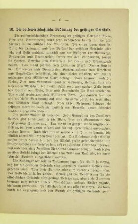 10. Die volkswirtschaftliche Bedeutung der geistigen Getränke