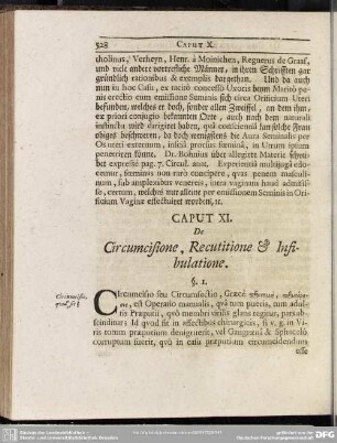 Caput XI. De Circumcisione, Recutitione & Infibulatione