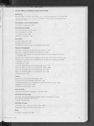 Im Juli 1984 veröffentlichte Statistische Berichte