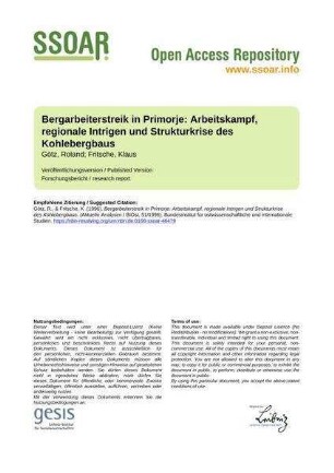 Bergarbeiterstreik in Primorje: Arbeitskampf, regionale Intrigen und Strukturkrise des Kohlebergbaus
