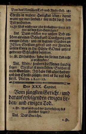 Das XXX. Capitel. Vom Jüngsten Gericht / und darauf erfolgenden ewigen Leben / und ewigen Tod.