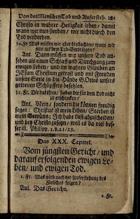 Das XXX. Capitel. Vom Jüngsten Gericht / und darauf erfolgenden ewigen Leben / und ewigen Tod.