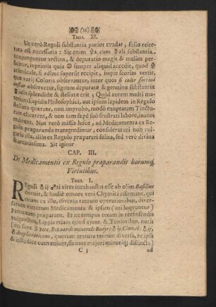 Cap. III. De Medicamentis ex Regulo praeparandis horumque Virtutibus.