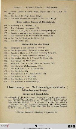 Bücher und Manuskripte: Hamburg – Schleswig-Holstein – Niedersachsen (Nr. 677-986)